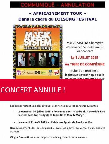 Margny-lès-Compiègne : Le concert de Magic System annulé