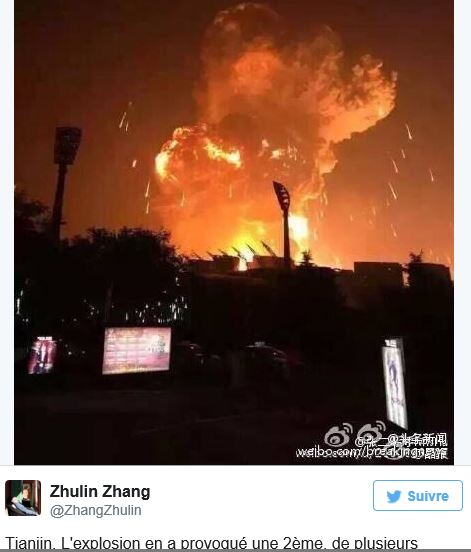 Chine : Puissante explosion dans la ville de Tianjin