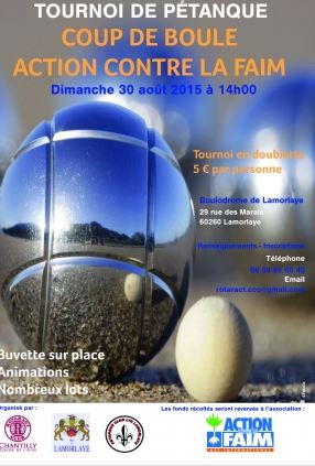 Lamorlaye : Tournoi de pétanque Coup de boule pour Action contre la Faim