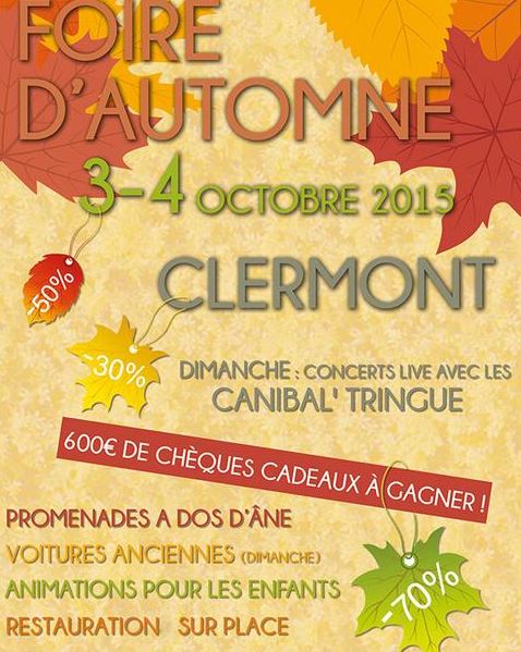 “Foire d’Automne à Clermont” les samedi 3 et dimanche 4 octobre