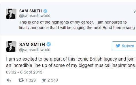 Sam Smith chantera le générique du prochain James Bond “Spectre”