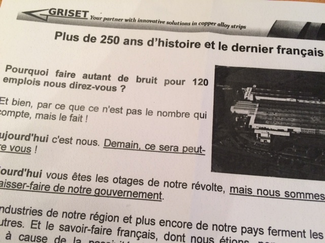 Griset à Villers-Saint-Paul: 120 emplois menacés