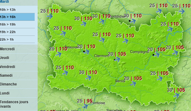 Météo France place l’Oise en alerte orange “vent violent”.