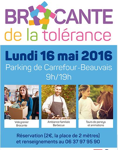 Brocante de la tolérance à Beauvais, le lundi 16 mai