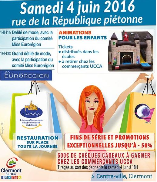 Animation Commerciale d’été 2016 des commerçants Clermontois, samedi 4 Juin 2016
