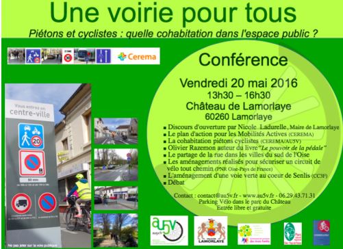 Conférence une voirie pour tous à Lamorlaye le vendredi 20 mai