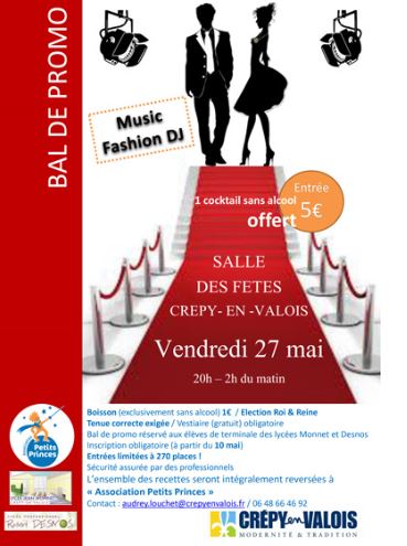 Crépy-en-Valois : “Bal de promo”, pour les élèves de Terminale, ce vendredi 27 mai à 20h