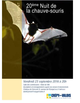 Crepy-en-Valois : 20e Nuit internationale de la chauve-souris, le 23 septembre