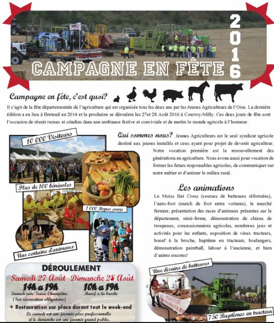 Campagne en fête les 27 et 28 août à Milly sur Therain