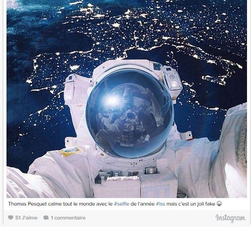 Le selfie de Thomas Pesquet dans l’espace était un fake