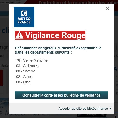 Météo : le département de l’Oise placé en vigilance rouge pour tempête de neige (vent très fort)