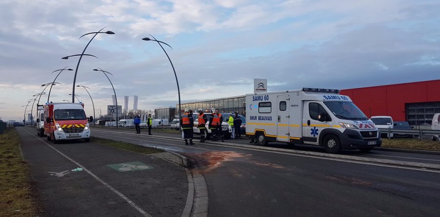 Un motard dans un état grave après un accident sur la RD 1001 à Beauvais-Tillé