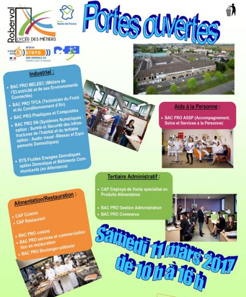 Lycée des Métiers Roberval : journée portes ouvertes le samedi 11 mars.