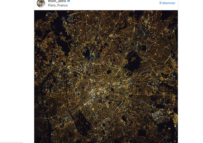 L’astronaute français Thomas Pesquet publie une photo hallucinante de Paris la nuit