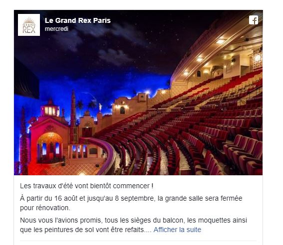 Le Grand Rex vend ses fauteuils de cinéma 10 euros l’unité