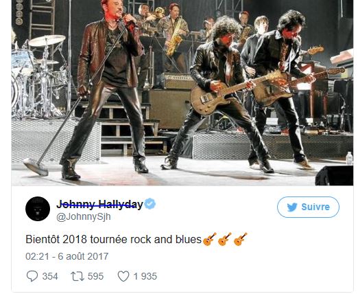 Le chanteur Johnny Hallyday annonce une tournée “rock et blues” en 2018