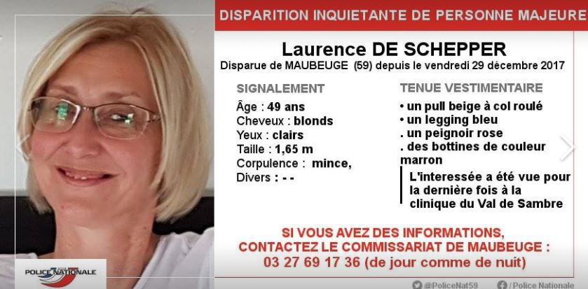 Laurence DE SCHEPPER, 49 ans, activement recherché !