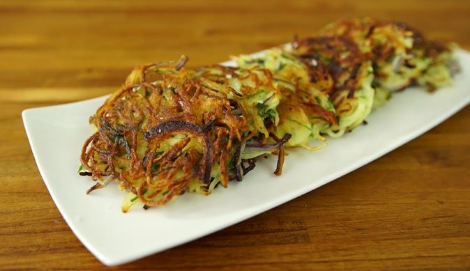 Galette de pommes de terre aux oignons