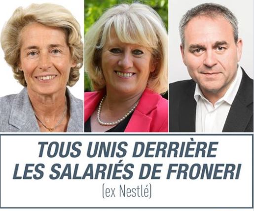 Caroline Cayeux, Xavier Bertrand et Nadège Lefebvre unis derrière les salariés de Froneri (Ex-Nestlé) à Beauvais.