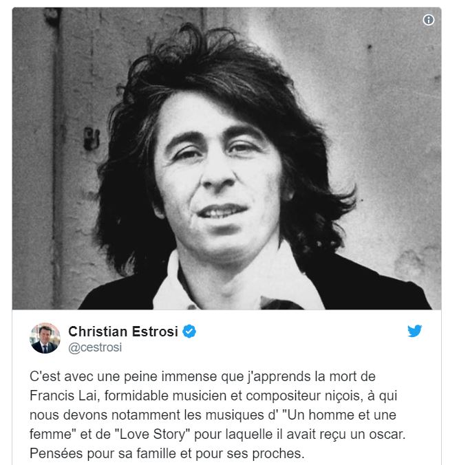 Le compositeur et musicien Francis Lai est mort à 86 ans