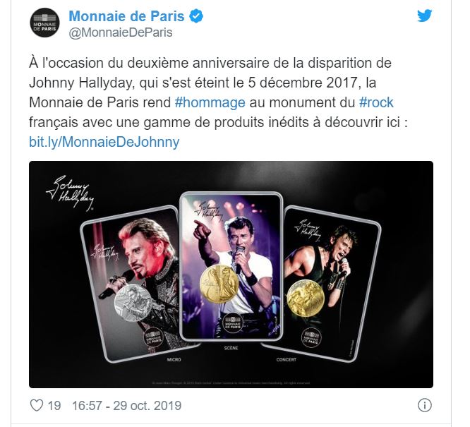 La Monnaie de Paris met à l’honneur Johnny Hallyday avec des pièces à son effigie